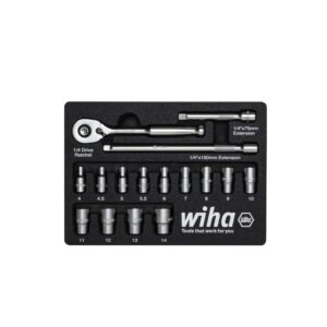 Wiha Zestaw kluczy grzechotkowych 1/4" 16 cz., we wkładce piankowe (44683)