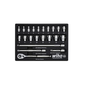 Wiha Zestaw kluczy grzechotkowych 3/8" 22 cz., we wkładce piankowej (44708)