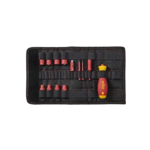 Wiha Zestaw kluczy nasadowych 1/4" slimVario® electric i rękojeść SoftFinish slimVario® 14-cz. wraz z torbą składaną (43467)