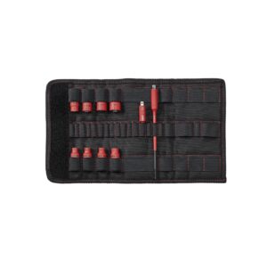 Wiha Zestaw kluczy nasadowych 1/4" TorqueVario®-S electric 11-cz. wraz z adapterami i torbą składaną (43466)